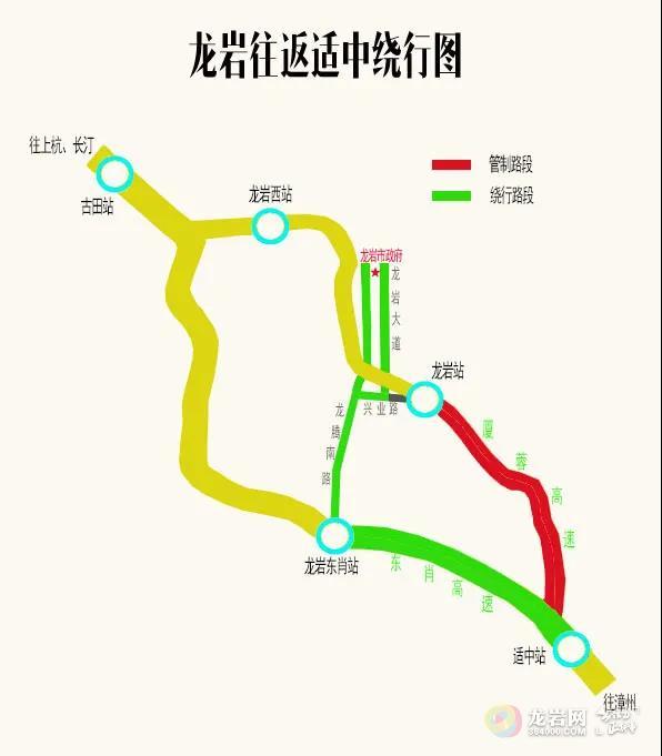 请绕行~ 此前因龙岩东环高速公路施工,厦蓉高速龙岩收费站至适中路段